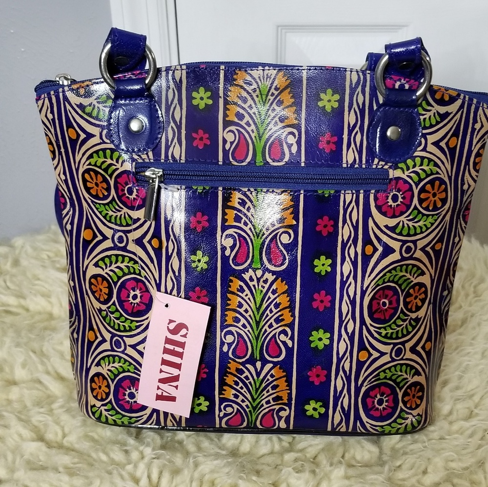 Shina Genuine Leather Handpainted Tote